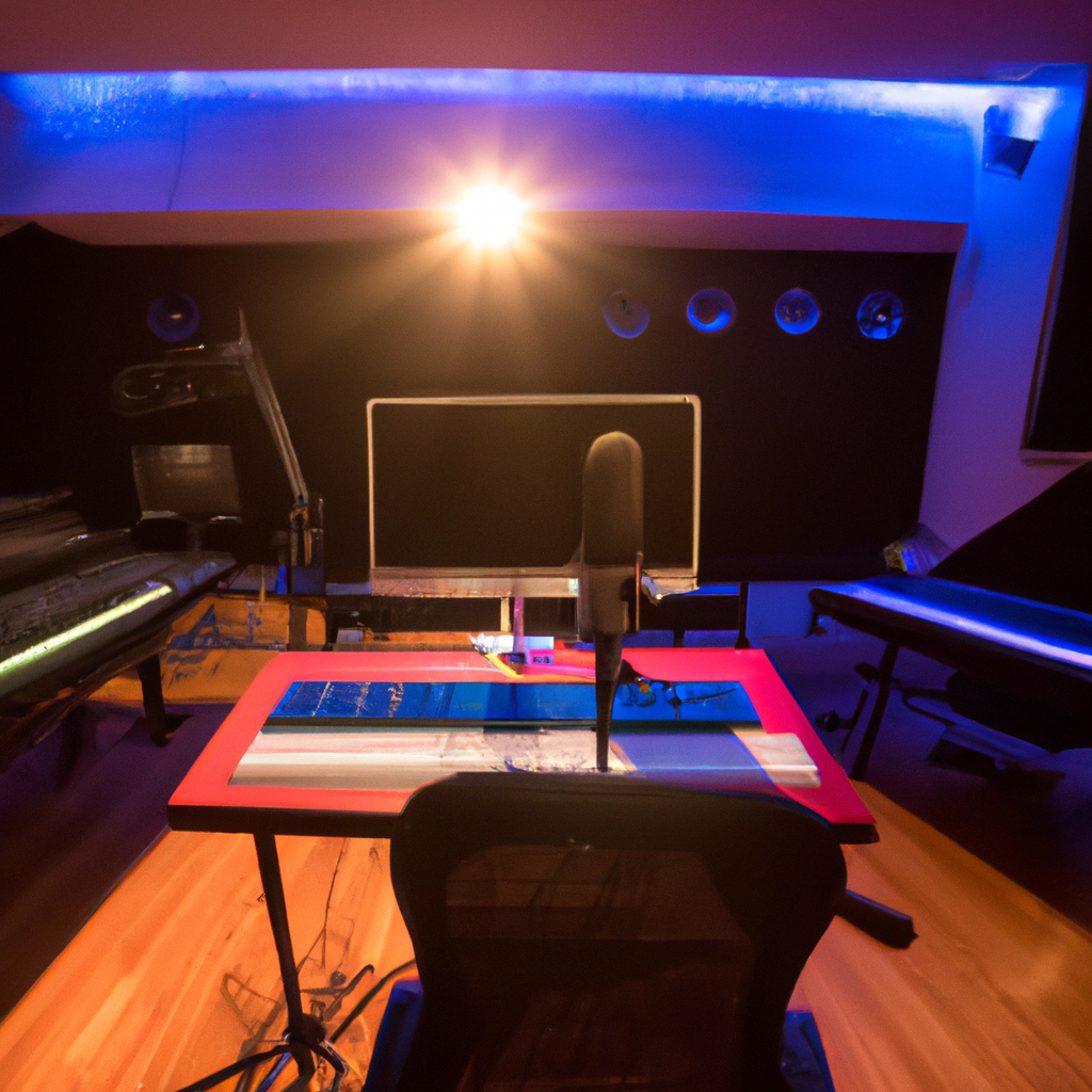 Sala de control con ventana a cabina y consola de monitoreo en Barcelona