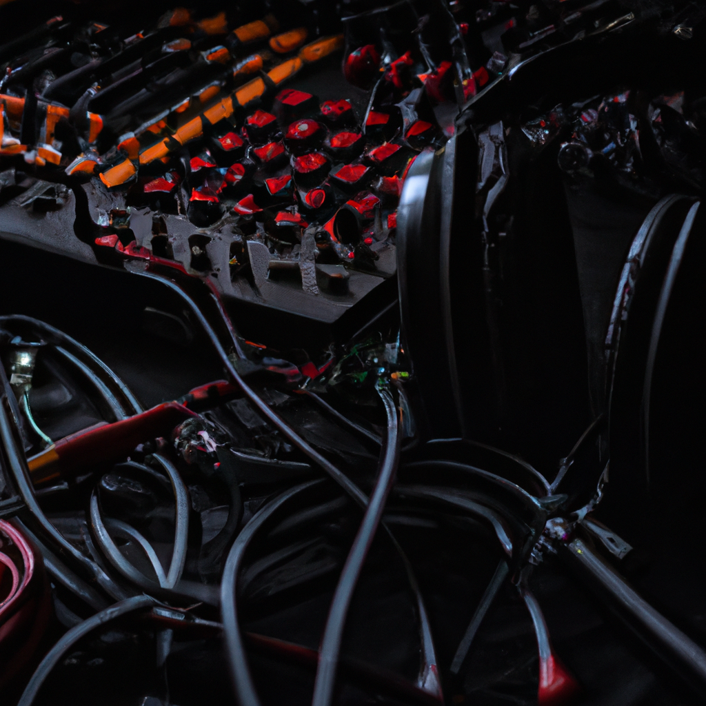 Auriculares y amplificadores organizados en el estudio